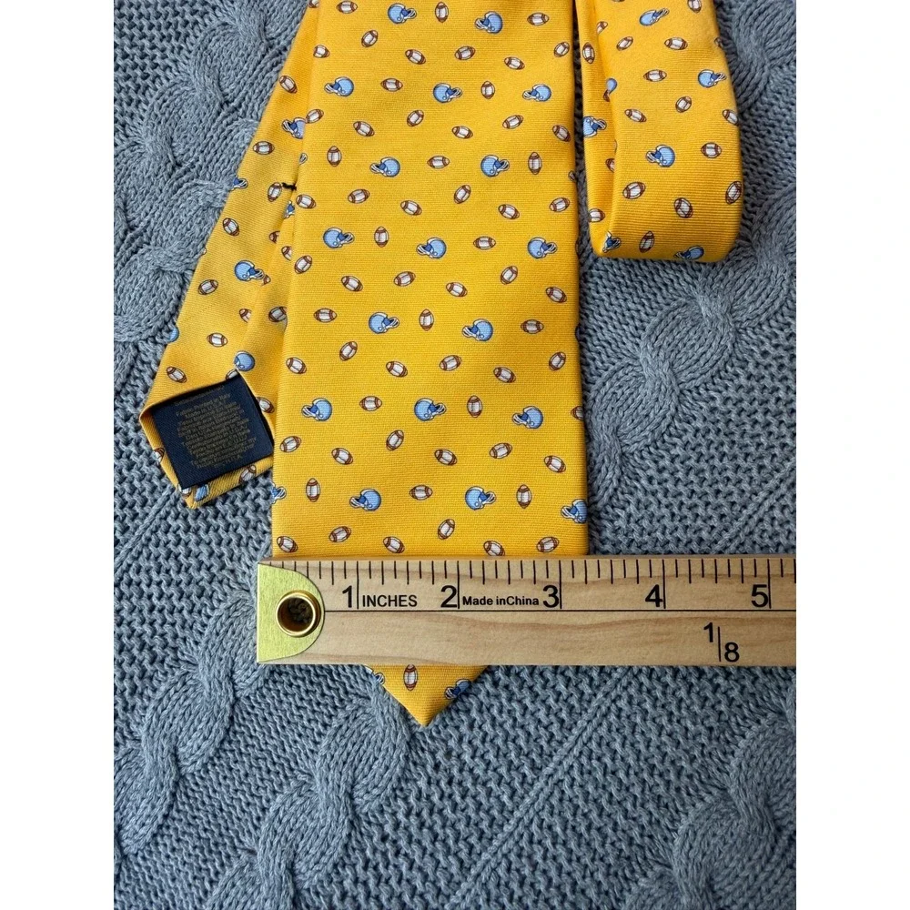Brooks Brothers Football Helmet 100% Silk Tie Preppy Made in USA Yellow 3.75x58